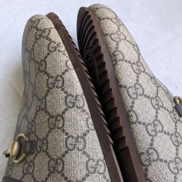 Gucci Horsebit Loafers Mules Brown Monogram Men 12.5 Logo GG - Picture 5 of 15